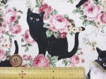 画像4: ALTO ALBERO COLLECTION　黒猫とバラ柄　コットンリネンキャンバス生地 (4)