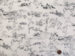 画像3: 和柄　鳥獣戯画　鳥獣人物戯画・絵巻物柄　ドビー生地 (3)